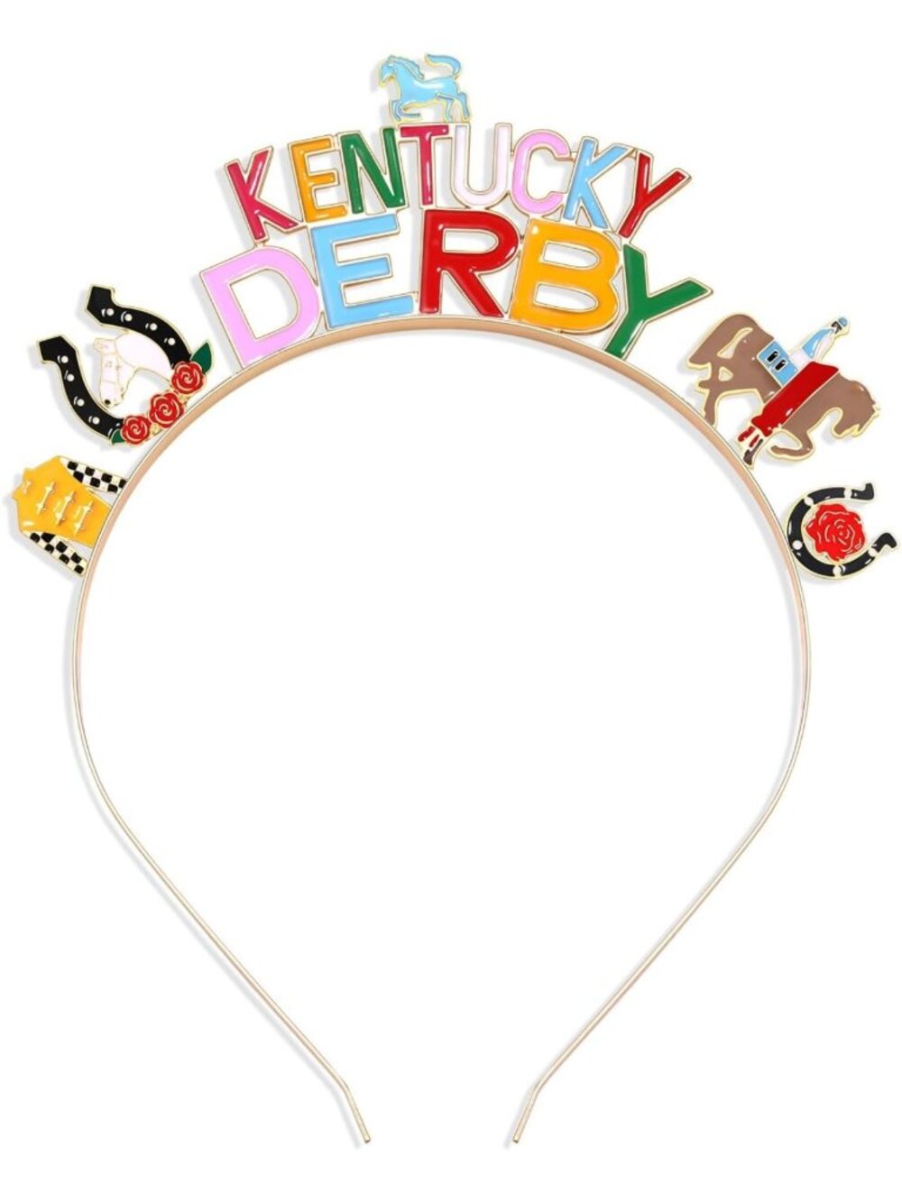 Floral Derby Headband for Women - Rose Horseshoe Hair Accessory for Race Day
